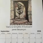 Artist Janet Besancon's 2026 Calendar for the month of September artwork "Dans la tempete d'Ouessant"